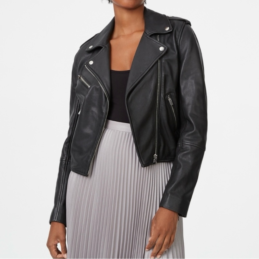 Club Monaco Black Leather Moto Jacket